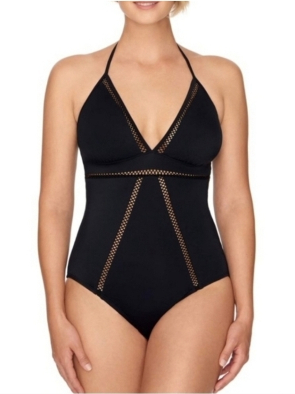 Time and Tru Women Black Mesh Full Body Swimsuit Size Medium NWT